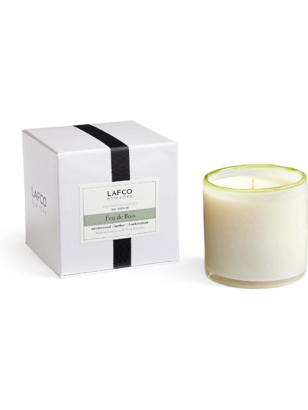 Luxury Feu de Bois Candle - 15.5 oz, 90-Hour Burn, Reusable Glass Vessel